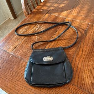 Vintage Fossil Black Leather Small Crossbody Bag Purse Supple Luxury Classic